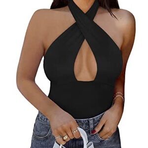 ReoRia Black Halter Bodysuit
